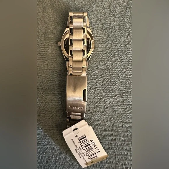 NWT (no box) Fossil Colleague Watch Women Silver Tone w/ Date Pink dial  6.25" - Picture 5 of 5